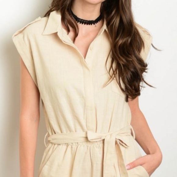 CREAM BELTED ROMPER - Picture 3 of 3